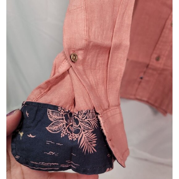 Tailor Vintage Men's Pure Tec Button Down Shirt Dusty Rose Linen Size Medium - Picture 6 of 9